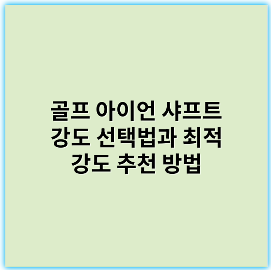 골프 아이언 샤프트 강도 선택법과 최적 강도 추천 방법 - 강도