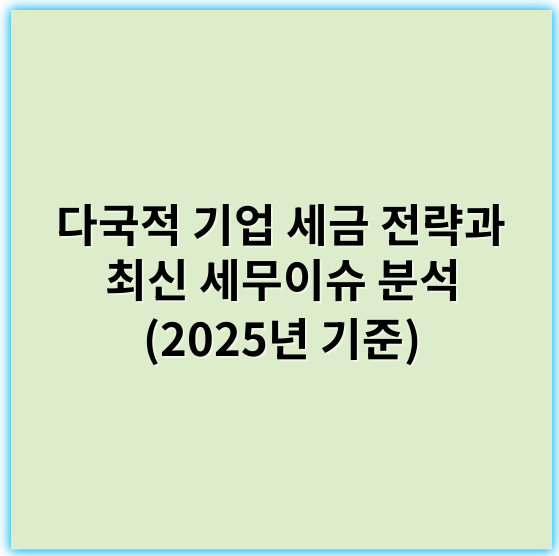 다국적 기업 세금 전략과 최신 세무이슈 분석 (2025년 기준) - 세금최적화