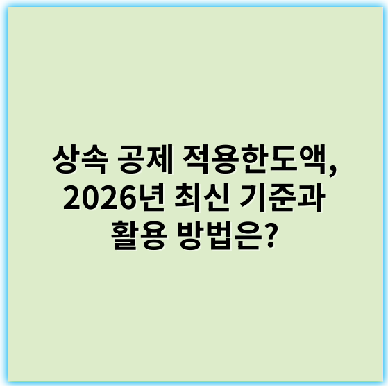 상속 공제 적용한도액, 2026년 최신 기준과 활용 방법은? - 상속공제