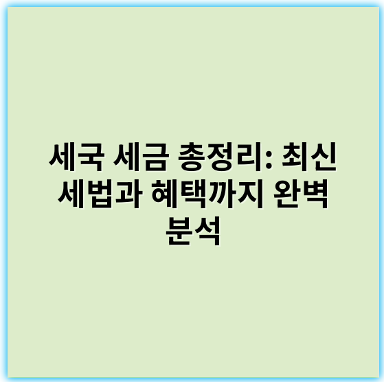 세국 세금 총정리: 최신 세법과 혜택까지 완벽 분석 - 세금