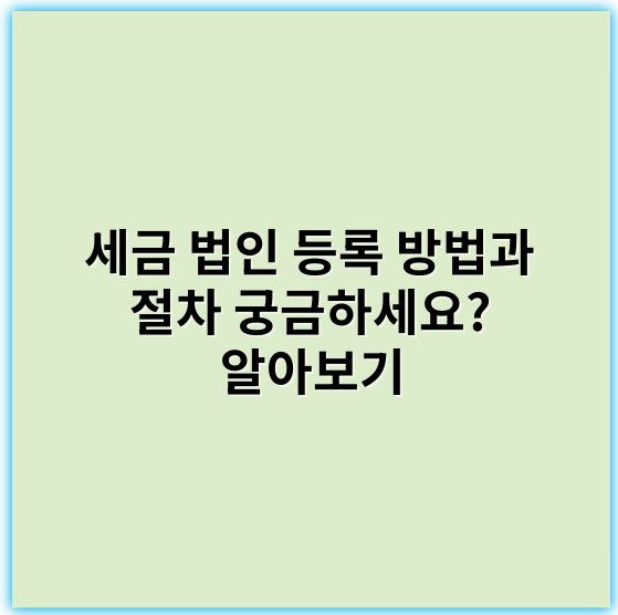 세금 법인 등록 방법과 절차 궁금하세요? 알아보기 - 법인설립