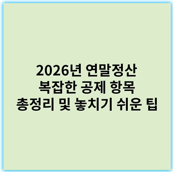 2026년 연말정산 복잡한 공제 항목 총정리 및 놓치기 쉬운 팁 - 공제