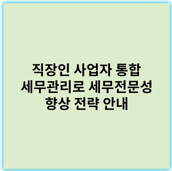 직장인 사업자 통합 세무관리로 세무전문성 향상 전략 안내 - 통합세무관리
