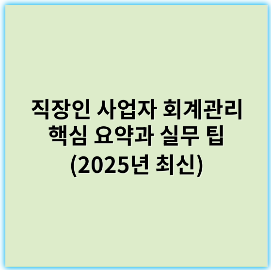 직장인 사업자 회계관리 핵심 요약과 실무 팁 (2025년 최신) - 회계관리