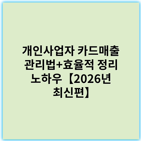 개인사업자 카드매출 관리법+효율적 정리 노하우【2026년 최신편】 - 카드매출관리