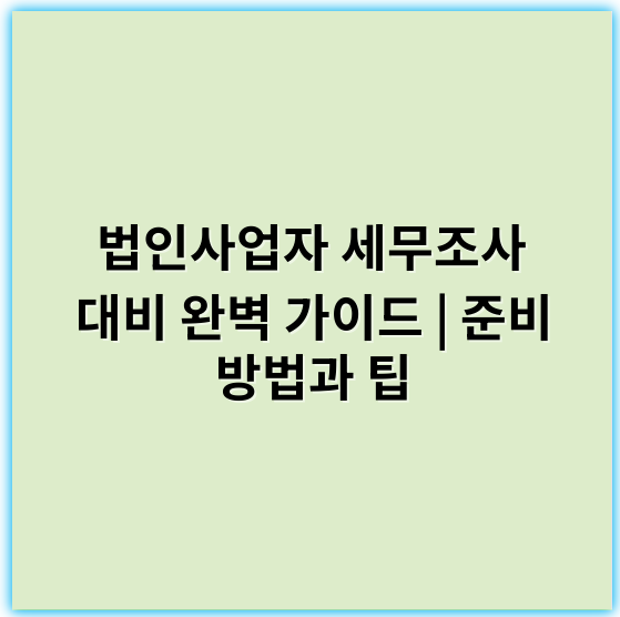 법인사업자 세무조사 대비 완벽 가이드 | 준비 방법과 팁 - 준비